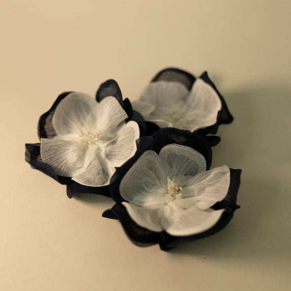 Silk Flower Brooch - Blue / White
