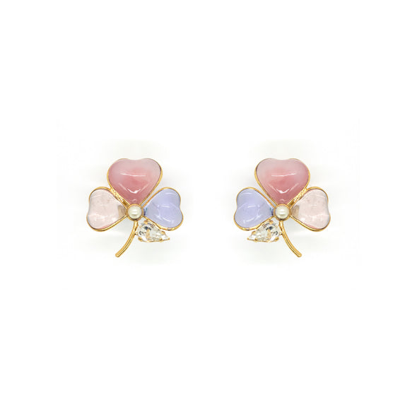 Clip Earrings - La Fleur (Pink)