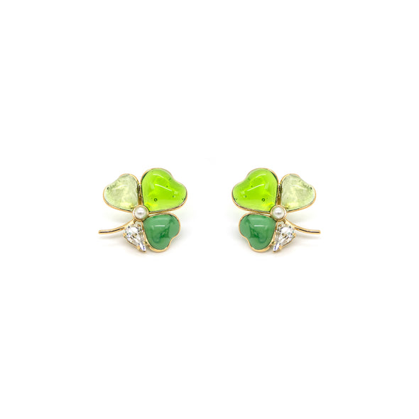 Clip Earrings - La Fleur (Green)