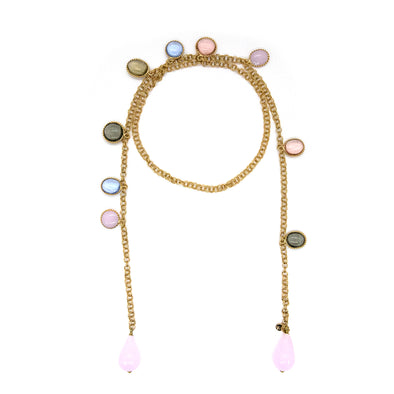 Open end drape necklace - Pink pendant