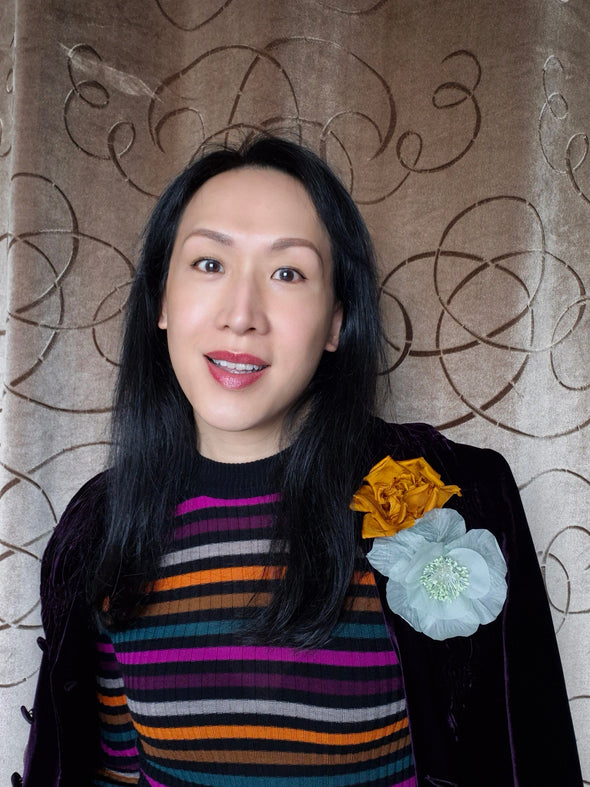 Silk Flower Brooch - Pistachio
