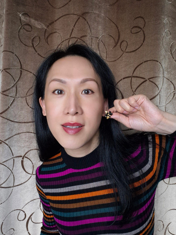 Cécile Boccara - Lucy Gold/Black Stud Earrings