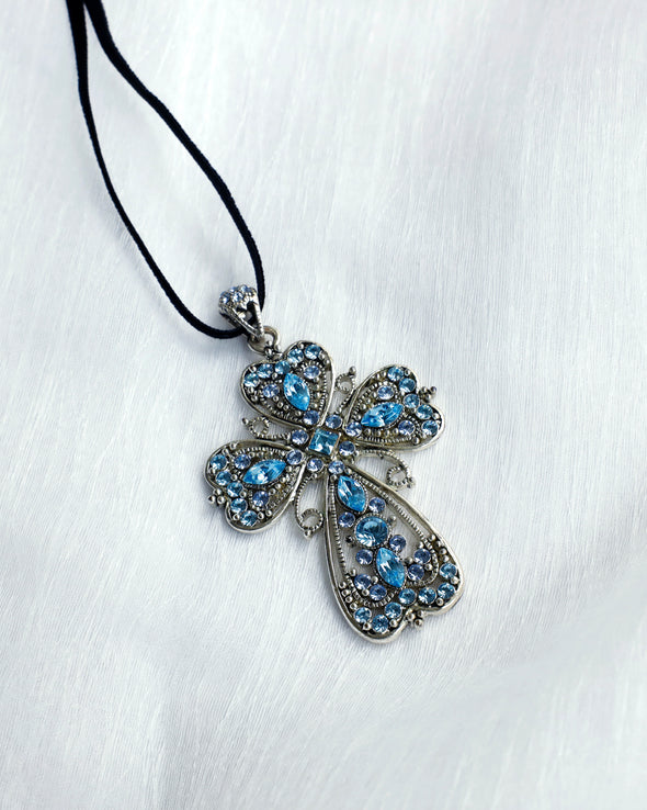 Cross Pendant - Crystal indigo