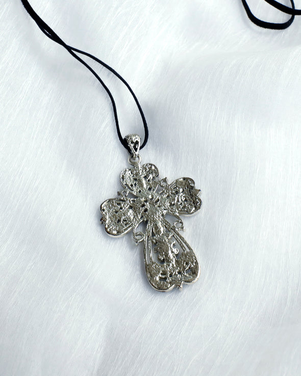 Cross Pendant - Crystal indigo