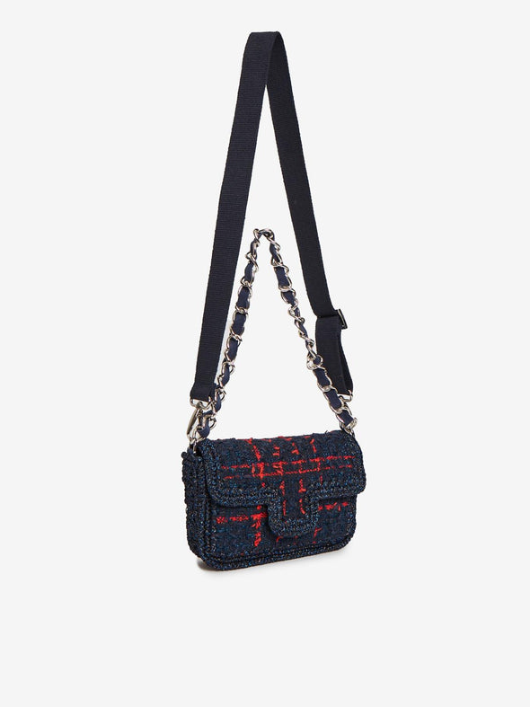 Tweed Bag with Dual Strap and Chain