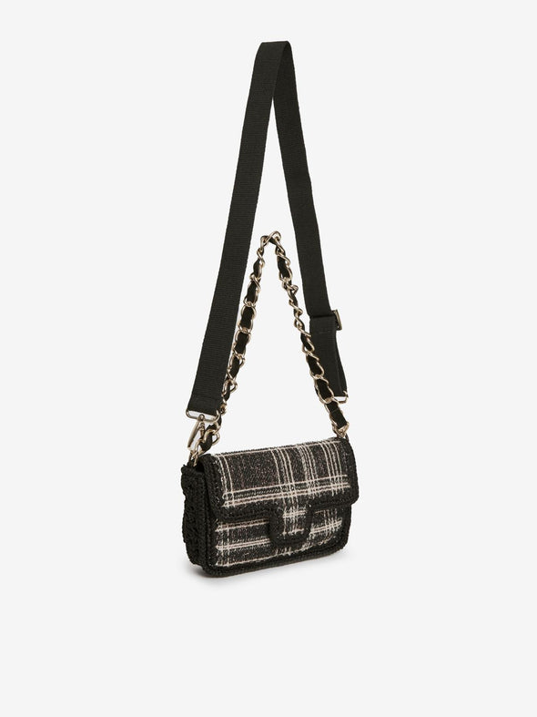 Tweed Bag with Dual Strap and Chain