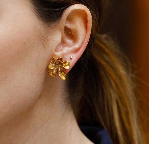 Cécile Boccara - Lucy Gold/Silk Stud Earrings