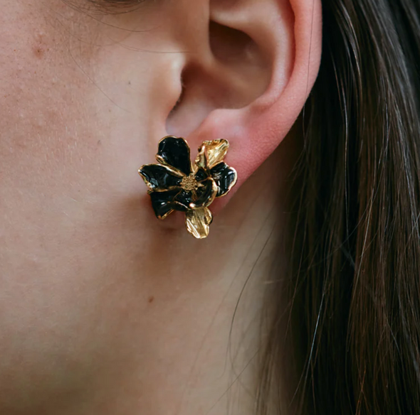 Cécile Boccara - Lucy Gold/Black Stud Earrings