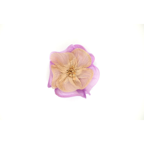 Silk Flower Brooch - Pink / Peach