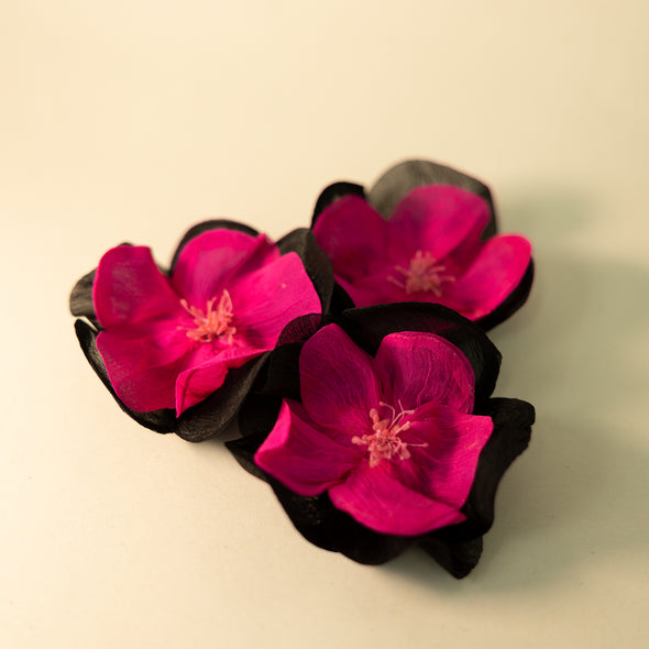 Silk Brooch - Black / Fuchsia