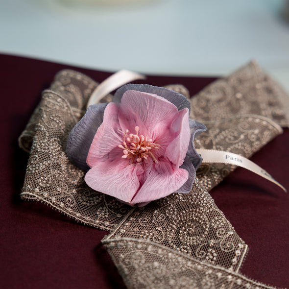 French Lace and Brooch Set (Greyish Brown)