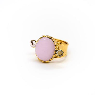 Adjustable Ring - Pink Glass Stone